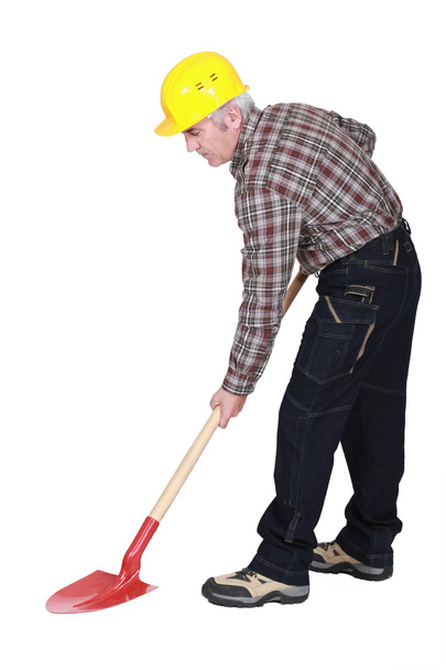 Elderly man with spade - Foto, Imagen