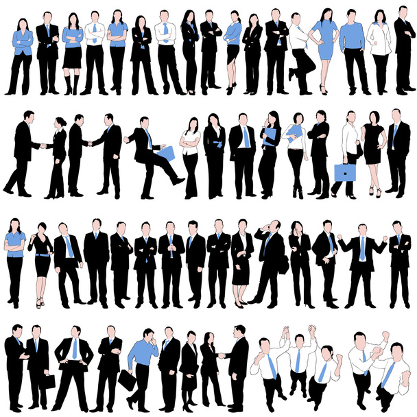 60 bedrijf silhouetten instellen geïsoleerd op witte achtergrond - Vector, afbeelding