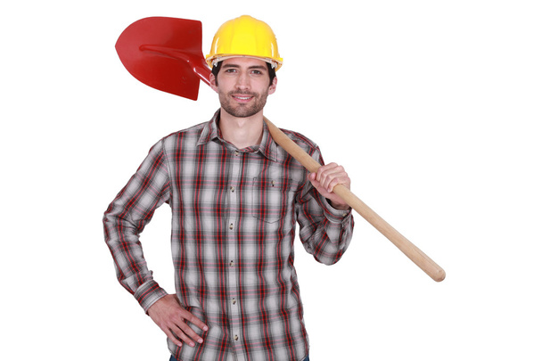 Construction worker with a shovel - Photo, Image