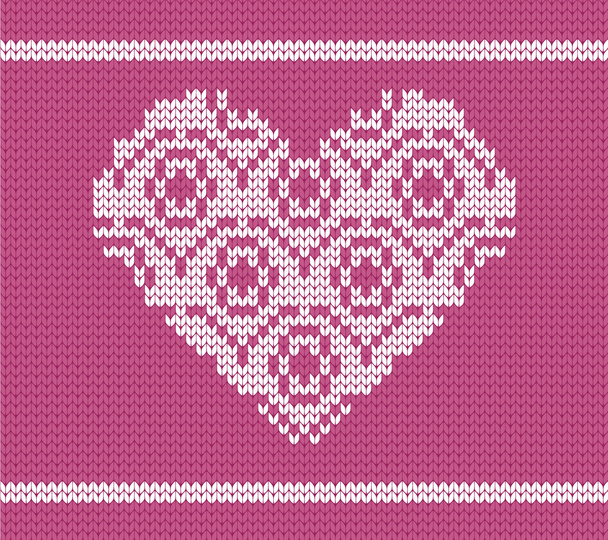 Knitted seamless pattern heart of spring flowers - Vector, afbeelding