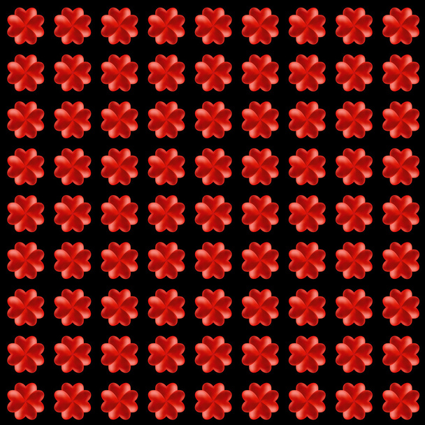 Trevos de quatro folhas feitos de corações vermelhos fundo vetor sem costura
 - Vetor, Imagem