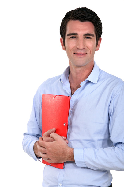 Man holding folder - 写真・画像