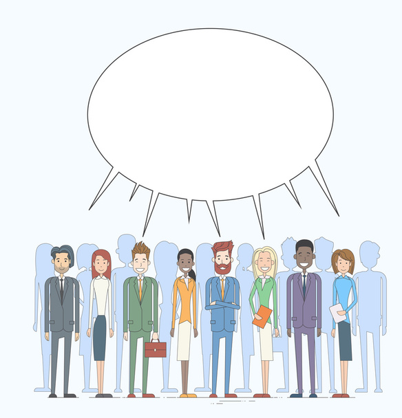 Business People Group Chat Communication Bubble Concept, Businesspeople Talking Discussing Social Network - Vector, Image