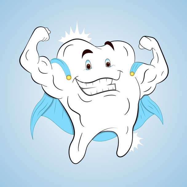 Здоровый зуб супергероя
 - Вектор,изображение