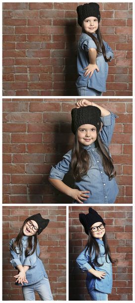 Collage of little fashion girl - Valokuva, kuva