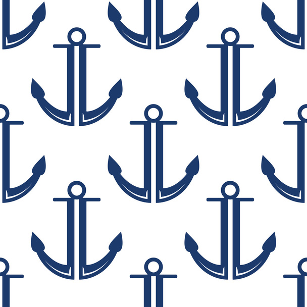 Retro marine blue anchors seamless pattern - Vektör, Görsel