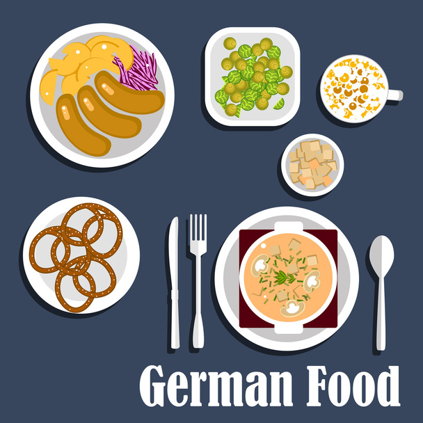 Minestra di cucina tedesca, insalate e spuntini
 - Vettoriali, immagini
