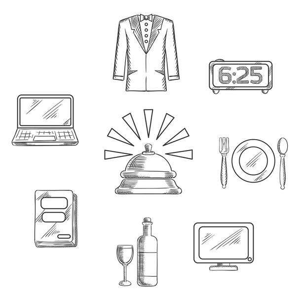 Luxury hotel service icons and symbols - Wektor, obraz