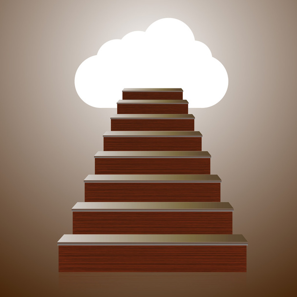 Vector concept wooden ladder with computer cloud. Eps10 - Vector, Image