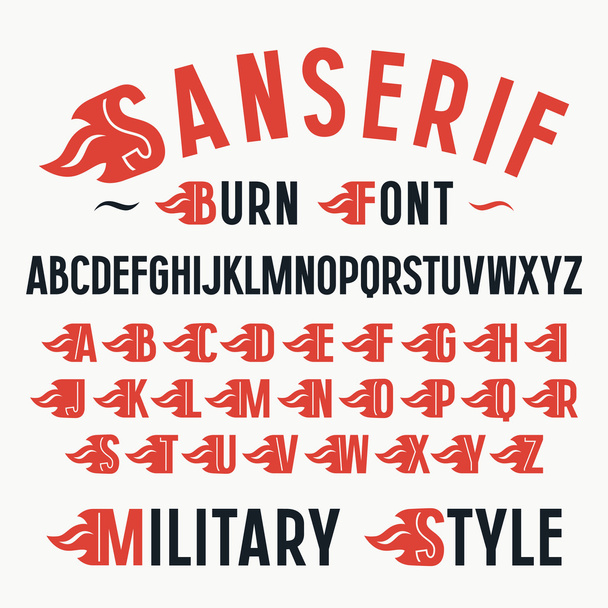 Sanserif font and set of initial letter - Vector, Image