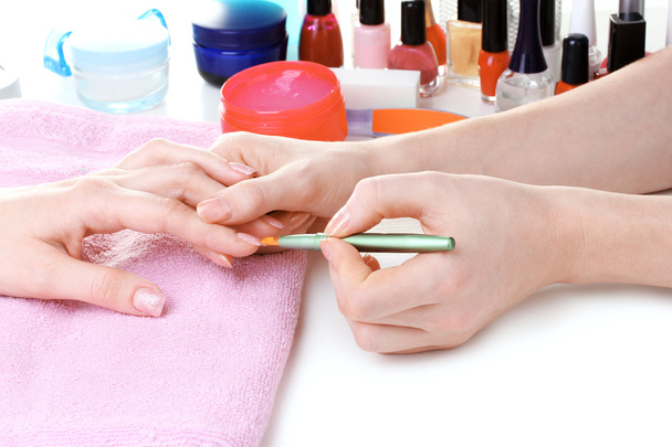 Manicure process in beautiful salon - 写真・画像