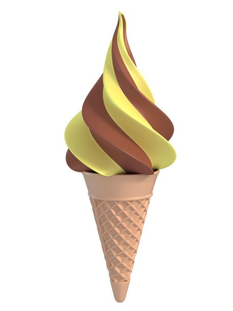Ice cream cone with banana and chocolate flavor - Foto, afbeelding