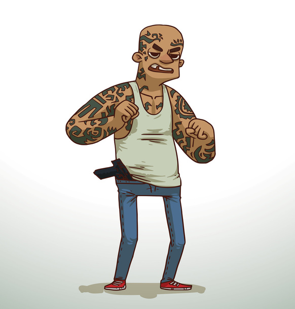 Criminal with tattoos - Вектор,изображение