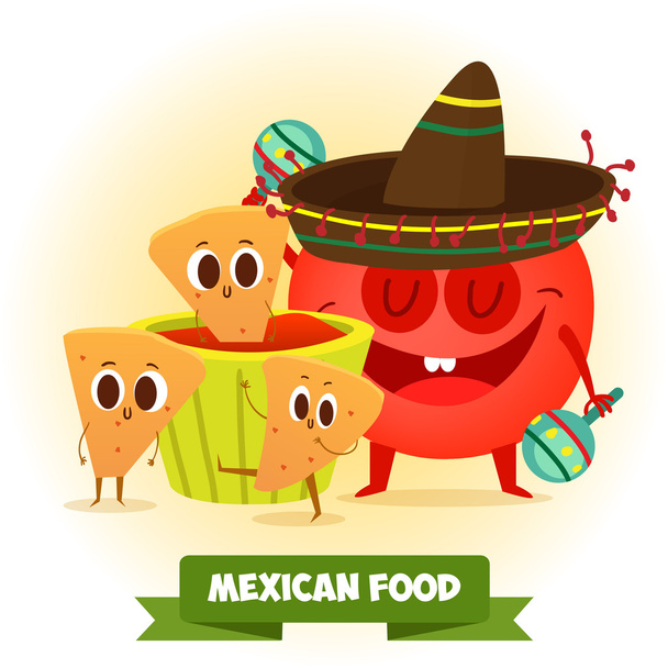 Mexikanische Tomaten und Nachos - Vektor, Bild