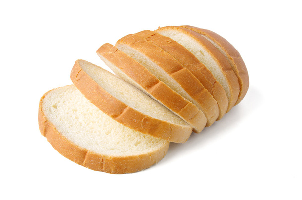The cut loaf of bread isolated on white - Photo, Image
