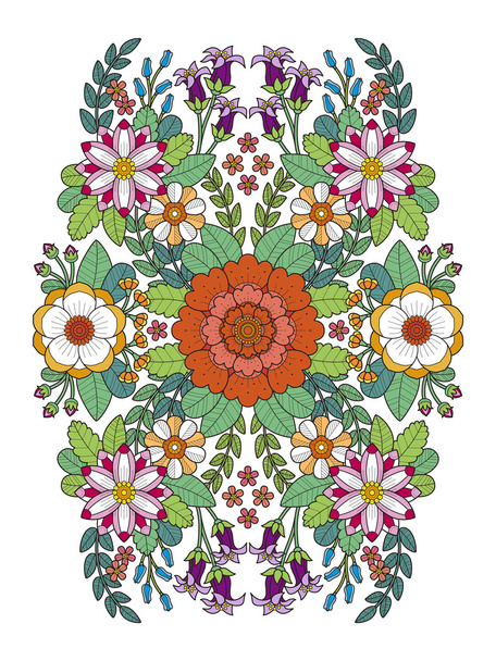 flourish floral coloring page - Vettoriali, immagini