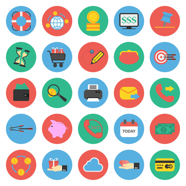 Negocios, Finanzas 25 iconos planos para web
 - Vector, Imagen