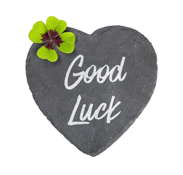 A heart-shaped sign with a four-leafed clover - Photo, Image