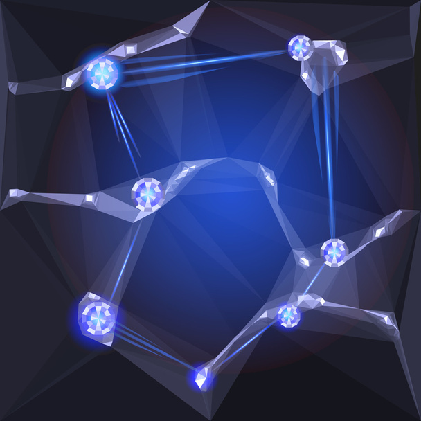 Абстрактный темно-светящийся фон из бриллиантов, кристаллов и лазерных лучей
 - Вектор,изображение