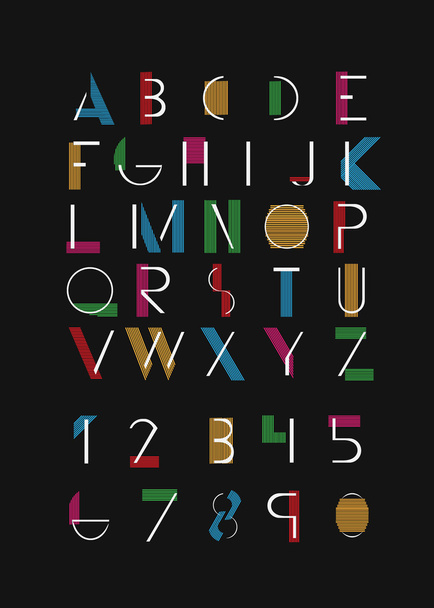 Color alphabetic fonts and numbers. - Wektor, obraz