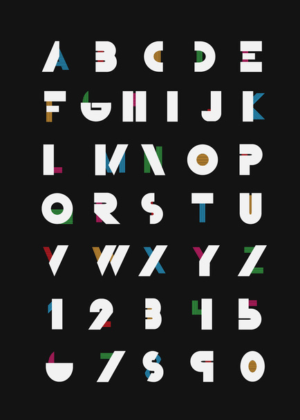 Farbe alphabetische Schriften und Zahlen. - Vektor, Bild