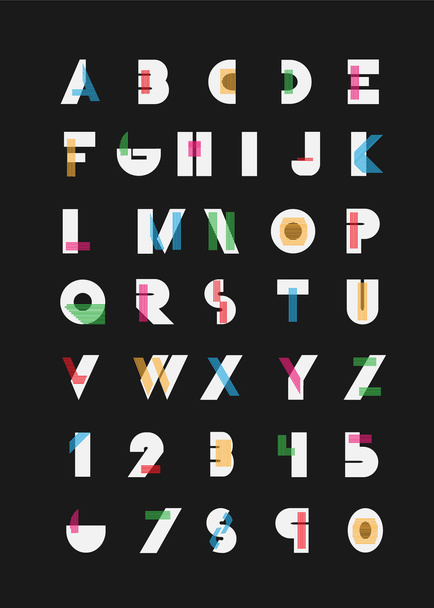 Color alphabetic fonts and numbers. - Vektor, obrázek