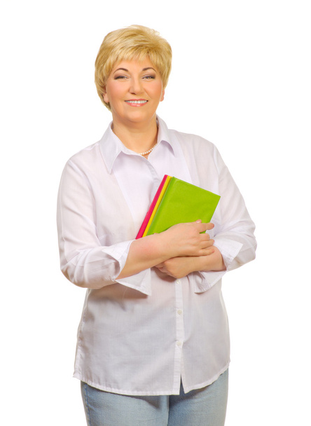 Senior woman with books - Photo, Image