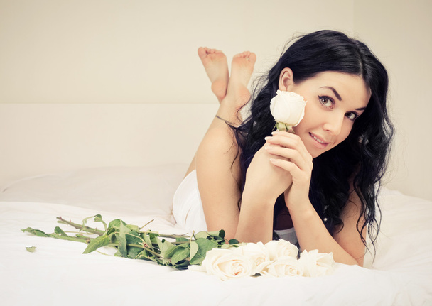Woman with roses - 写真・画像