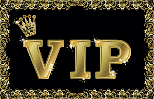VIP golden crown  card, vector illustration - Vector, afbeelding