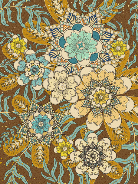 elegant floral coloring page - Vector, Image