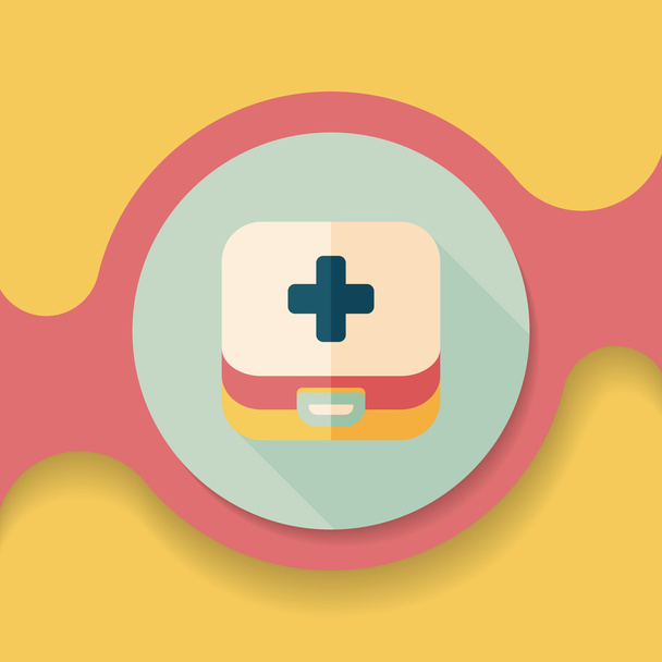 first aid kit flat icon with long shadow - Вектор,изображение