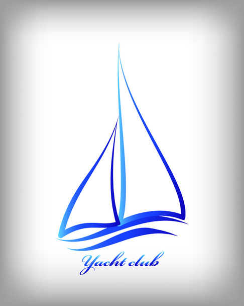 Linia niebieska ikona jacht - Wektor, obraz