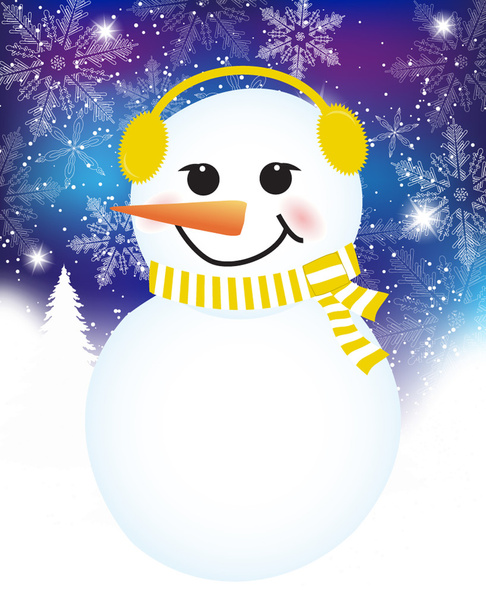 Christmas Card with Snowman - Вектор,изображение