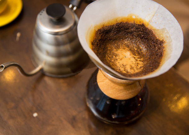 close up of coffeemaker and coffee pot - Fotografie, Obrázek