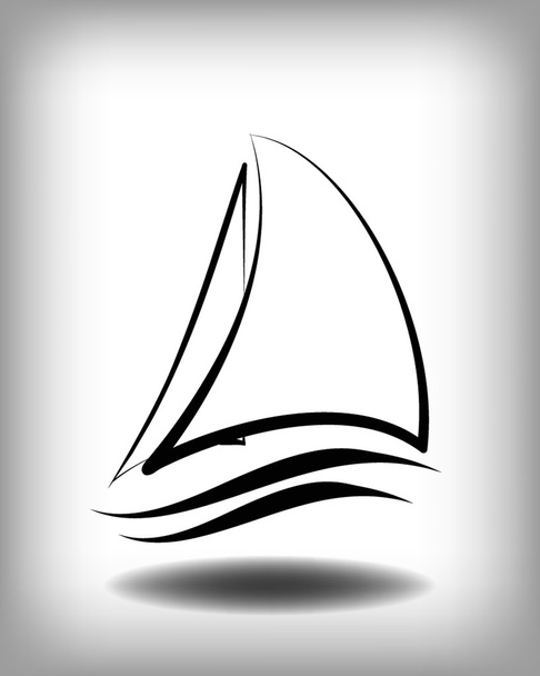 黒線ヨットのアイコン - ベクター画像