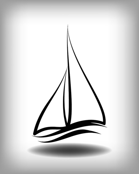 schwarze Linie Yachtsymbol - Vektor, Bild