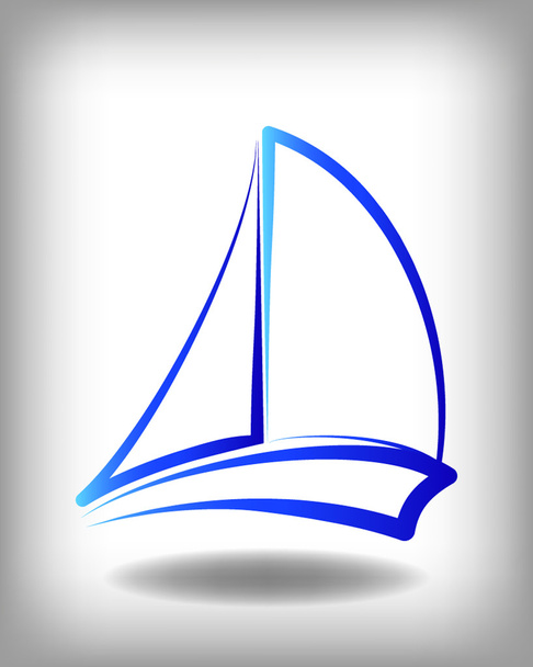 Синяя икона яхты
 - Вектор,изображение