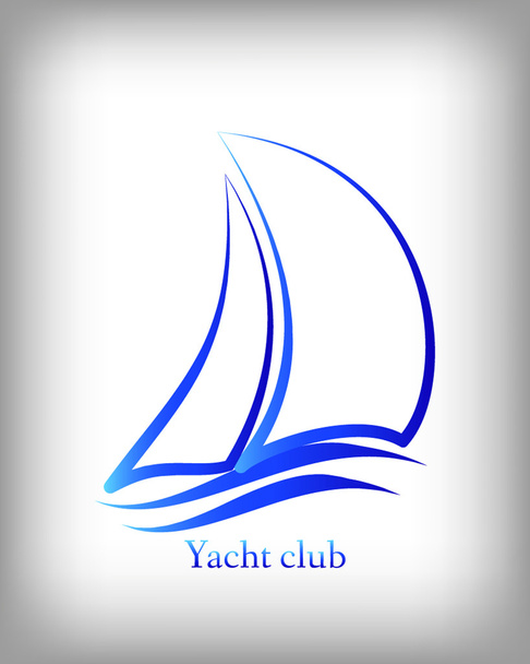 Blue line yacht icon - Vector, Image