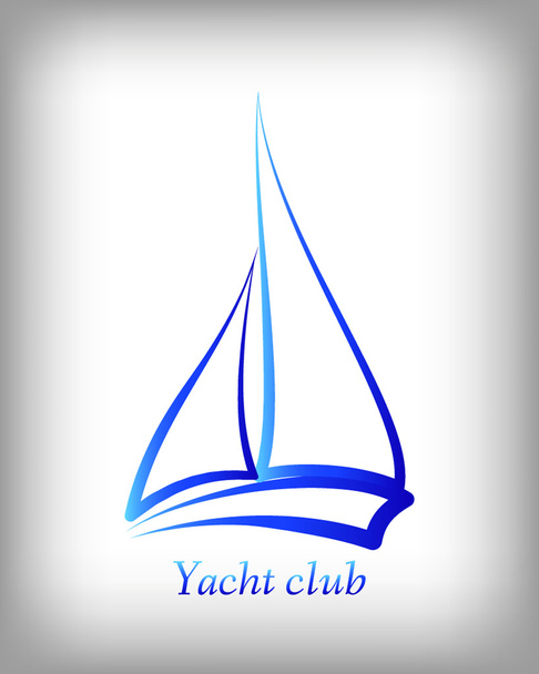 Blaue Linie Yachtsymbol - Vektor, Bild