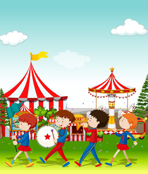 Band spielt im Zirkus - Vektor, Bild