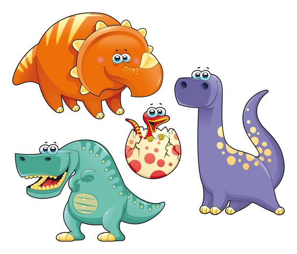 Group of funny dinosaurs. - Vector, Image