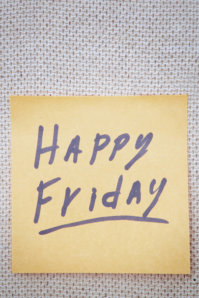 Happy Friday text on adhesive note - Photo, Image