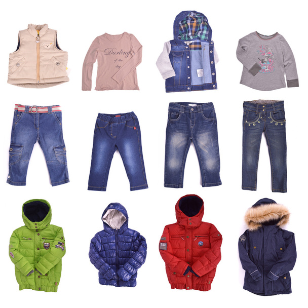 roupas infantis, blusas, jeans e casacos
 - Foto, Imagem