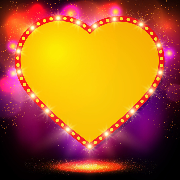 Shining background with retro heart banner - Vector, Image