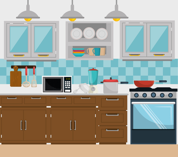 Kitchen and dishware  graphic design - Vector, Image