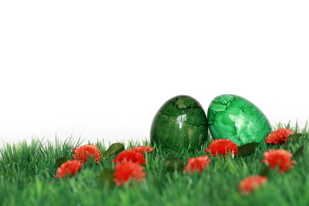 Green-painted Easter eggs - Photo, Image