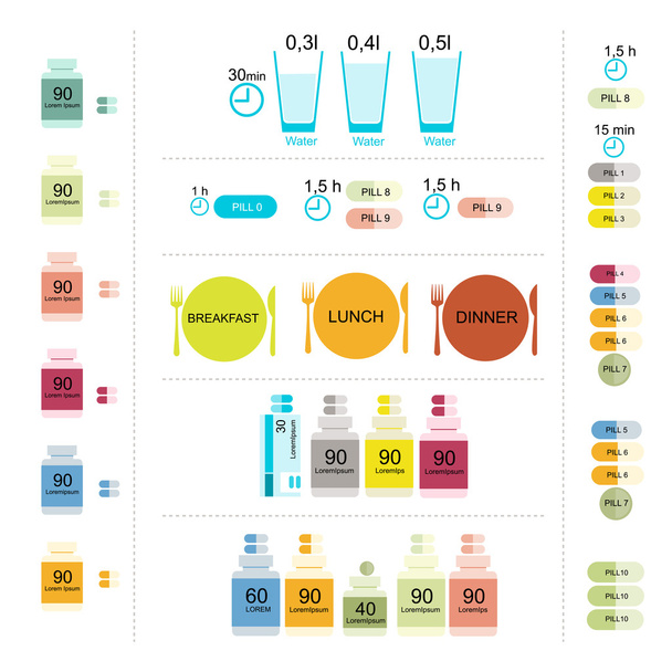 Table of taking pills, infographic for your design - Vector, afbeelding