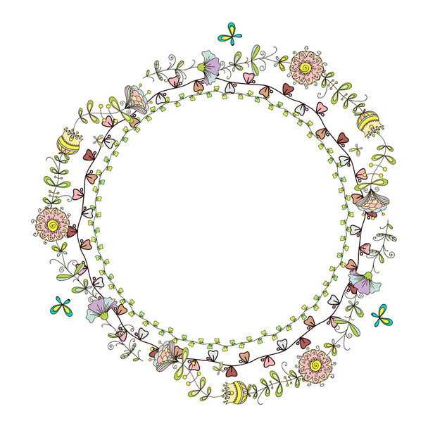 wreath frame with floral pattern - Vetor, Imagem