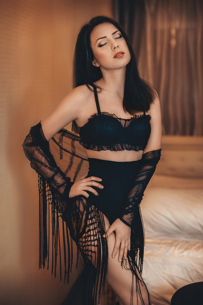 Sexy girl in black underclothes - Valokuva, kuva