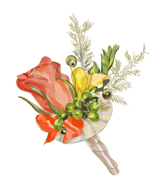 Wedding boutonniere. - Vector, Image